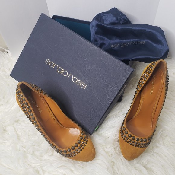 Sergio Rossi Rusty orange Suede Platform Shoes - Picture 1 of 2